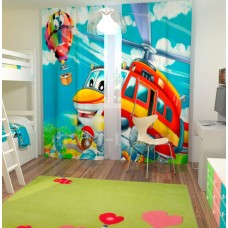 Фотошторы для детской комнаты с эффектом объемного рисунка 3D Весёлый вертолётик 155*270см